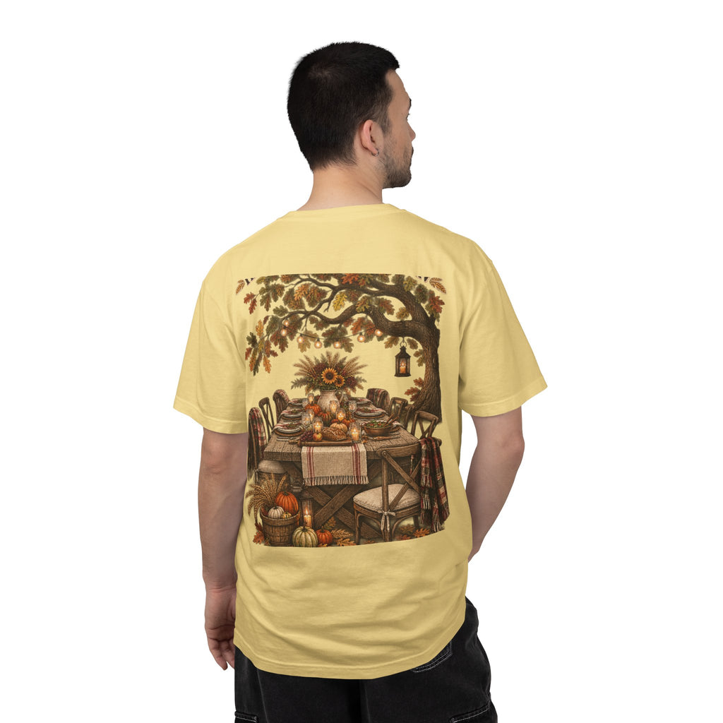 Autumn Harvest T-Shirt — Thanksgiving Rustic Table Fall Pumpkin Graphic