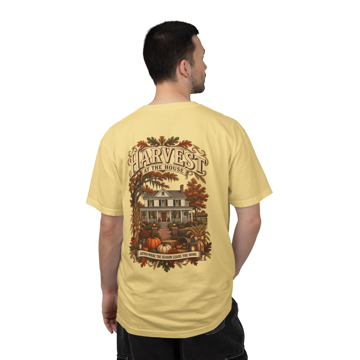 Harvest at the House Graphic T-Shirt — Fall Pumpkin Farmhouse Tee