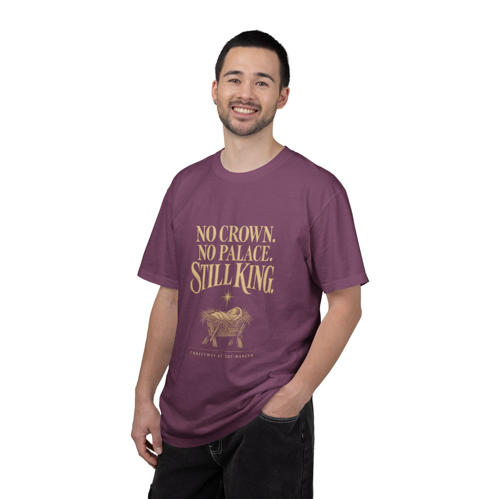 T-Shirt — "No Crown. No Palace. Still King." Inspirational Lion Graphic