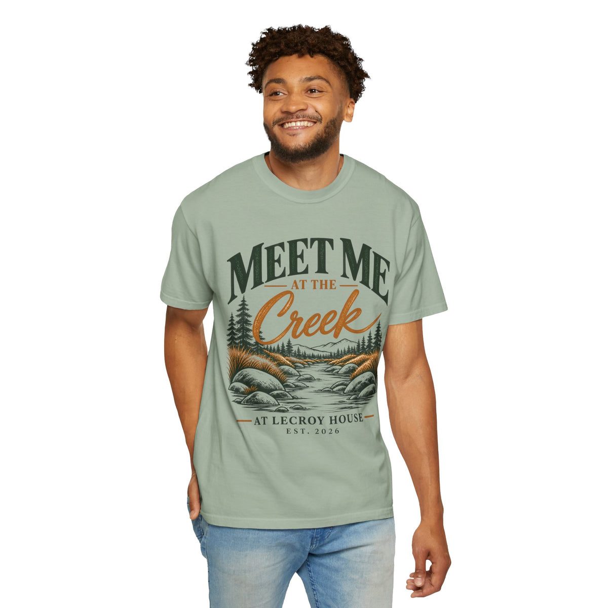 Meet Me at the Creek T-Shirt — Vintage Nature Graphic Tee for Outdoors Lovers