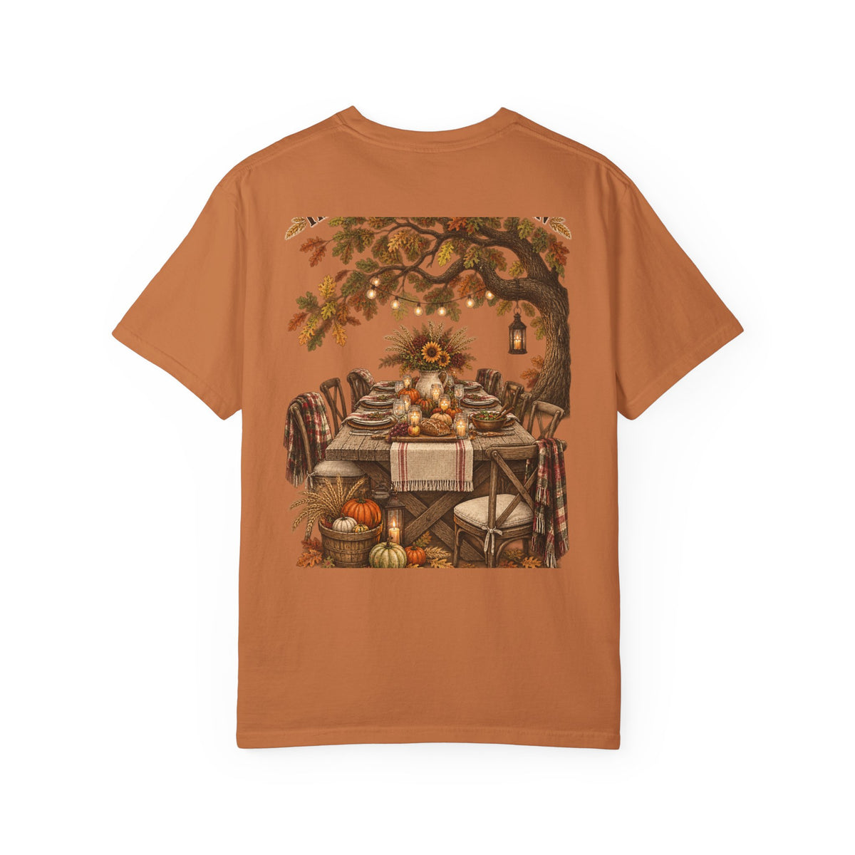 Autumn Harvest T-Shirt — Thanksgiving Rustic Table Fall Pumpkin Graphic