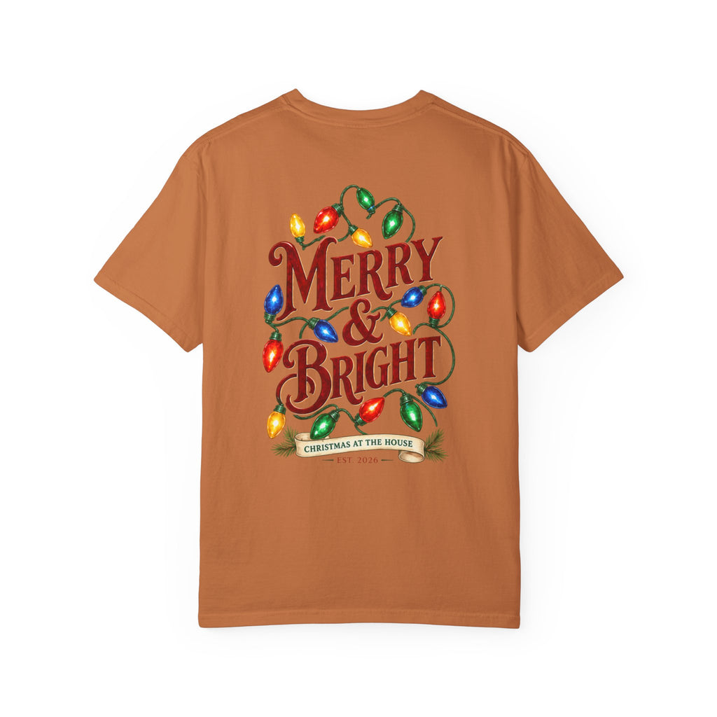 Merry & Bright Holiday T-Shirt — Christmas Lights Graphic Tee