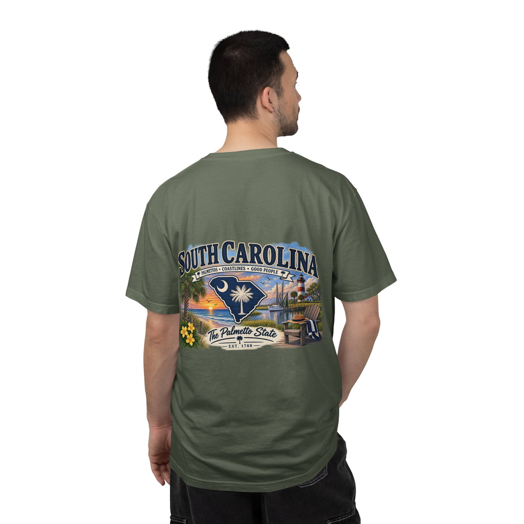 South Carolina Palmetto State T-Shirt — Scenic Beach Sunset Souvenir