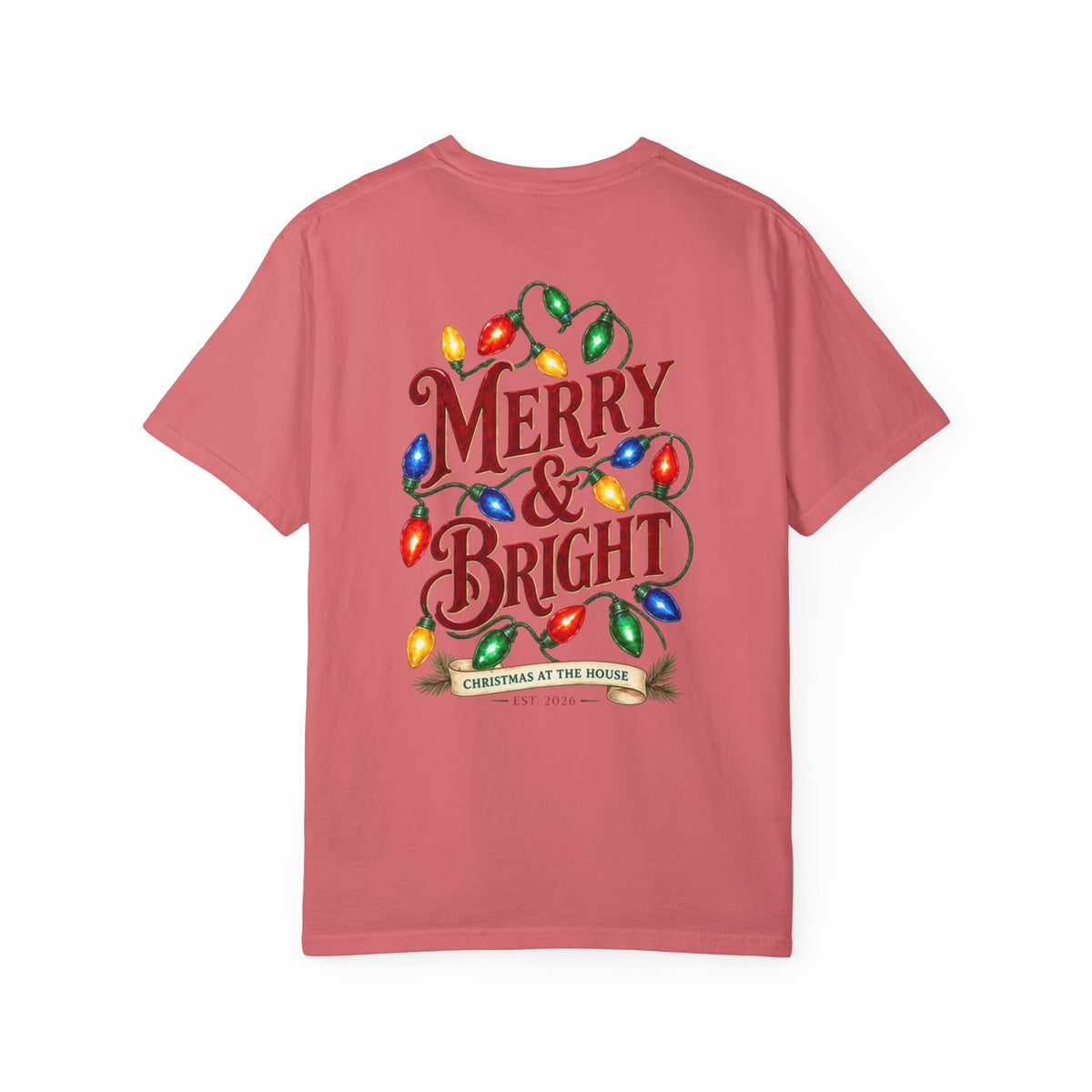 Merry & Bright Holiday T-Shirt — Christmas Lights Graphic Tee