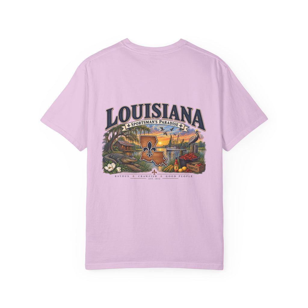 Louisiana Scenic T‑Shirt — State Souvenir Tee (Bayou, Jazz & Cajun Design)