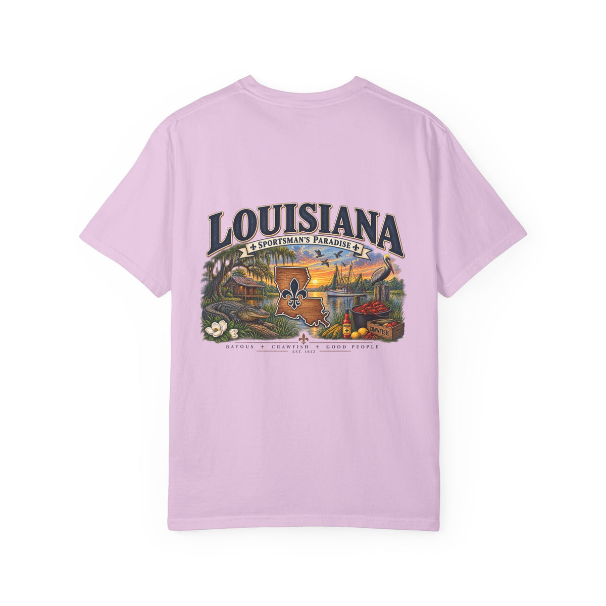 Louisiana Scenic T‑Shirt — State Souvenir Tee (Bayou, Jazz & Cajun Design)