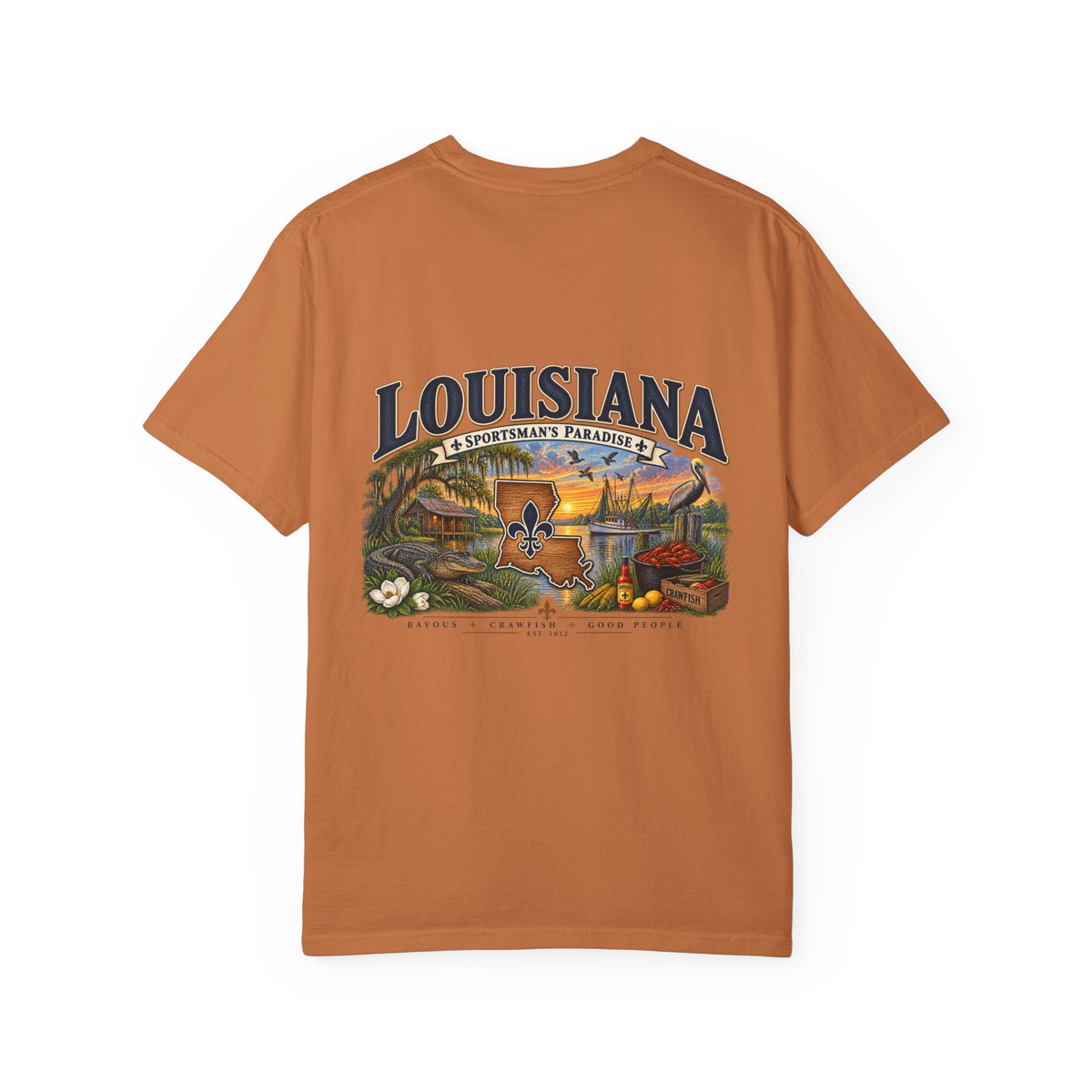 Louisiana Scenic T‑Shirt — State Souvenir Tee (Bayou, Jazz & Cajun Design)