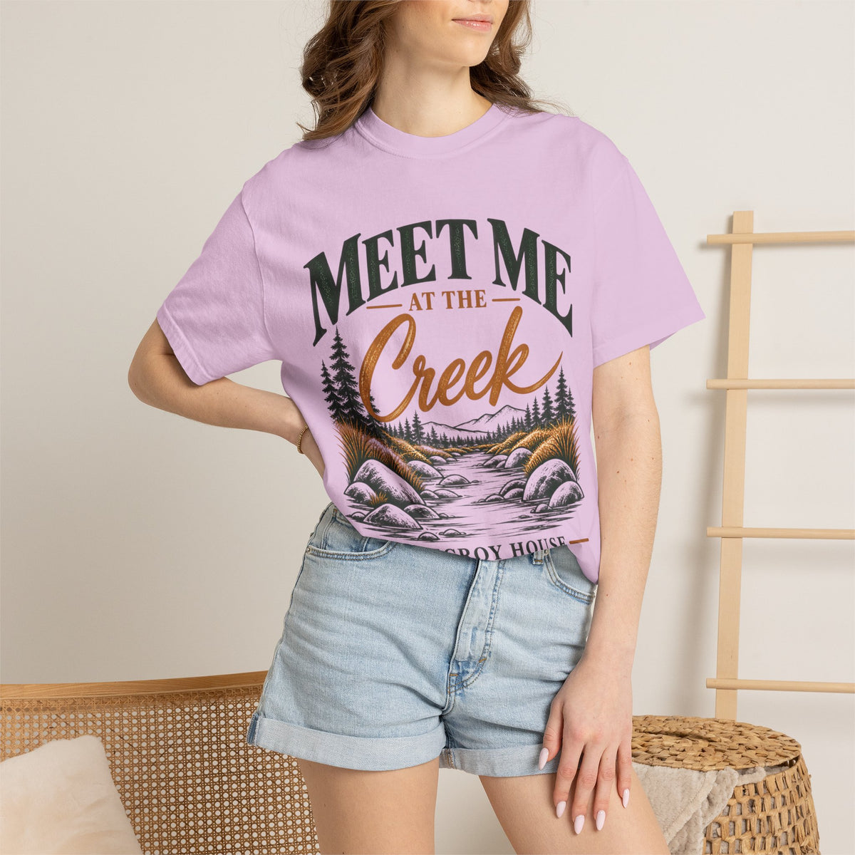 Meet Me at the Creek T-Shirt — Vintage Nature Graphic Tee for Outdoors Lovers