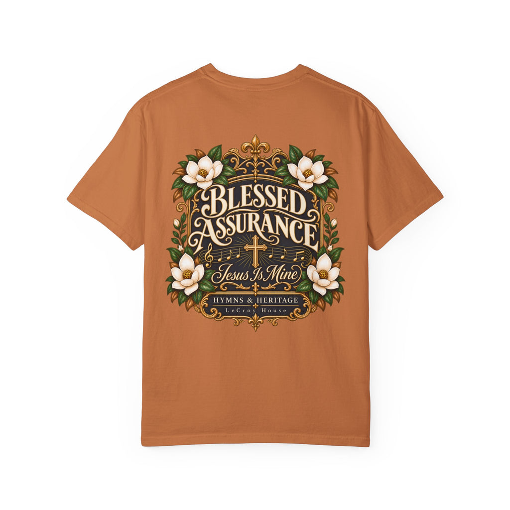 Blessed Assurance T-Shirt — "Jesus Is Mine" Floral Christian Tee