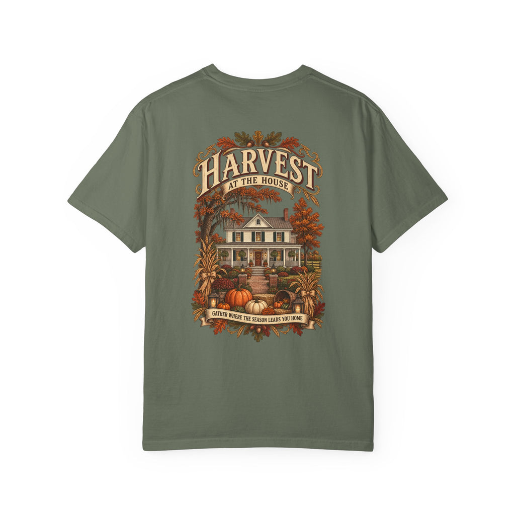 Harvest at the House Graphic T-Shirt — Fall Pumpkin Farmhouse Tee