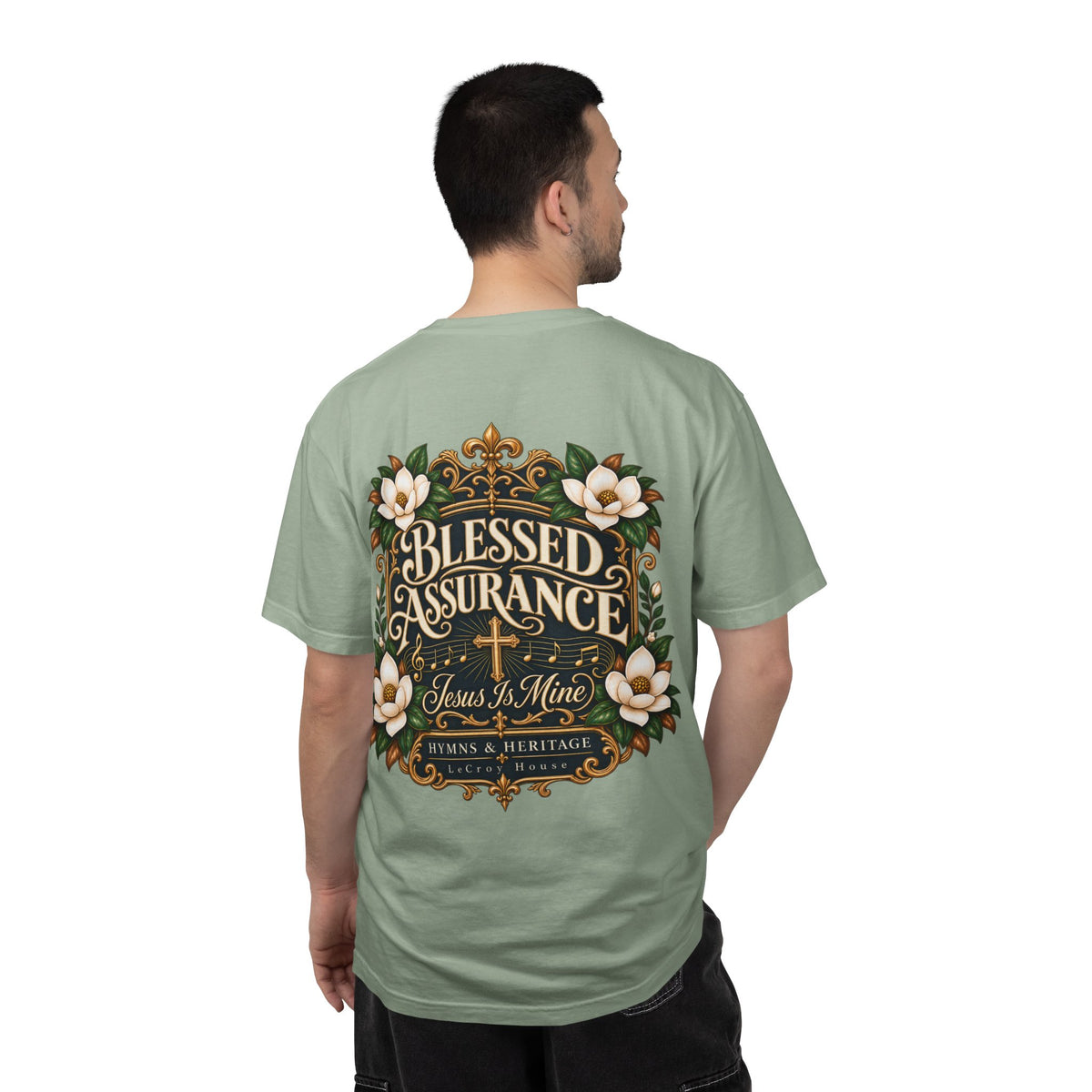 Blessed Assurance T-Shirt — "Jesus Is Mine" Floral Christian Tee