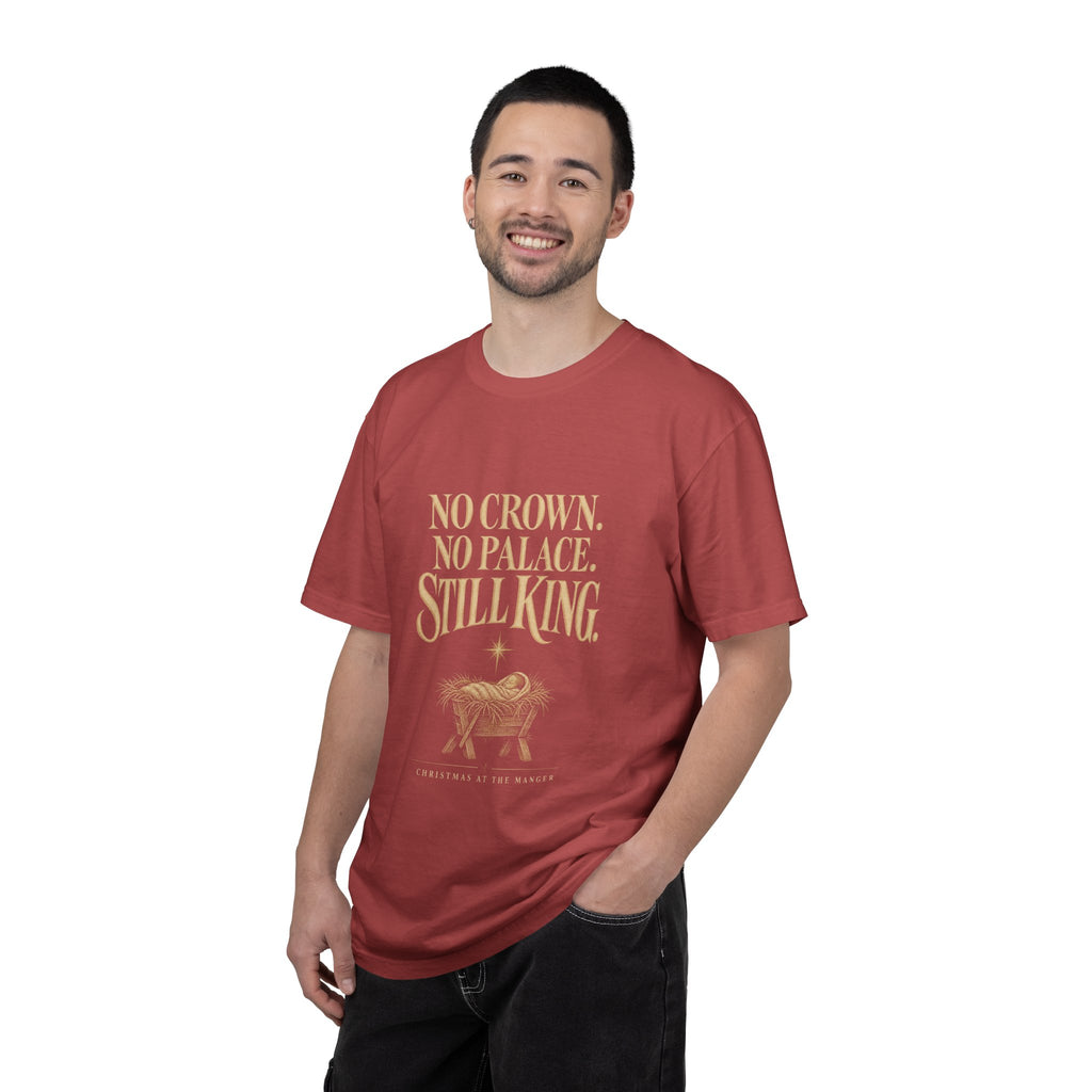 T-Shirt — "No Crown. No Palace. Still King." Inspirational Lion Graphic