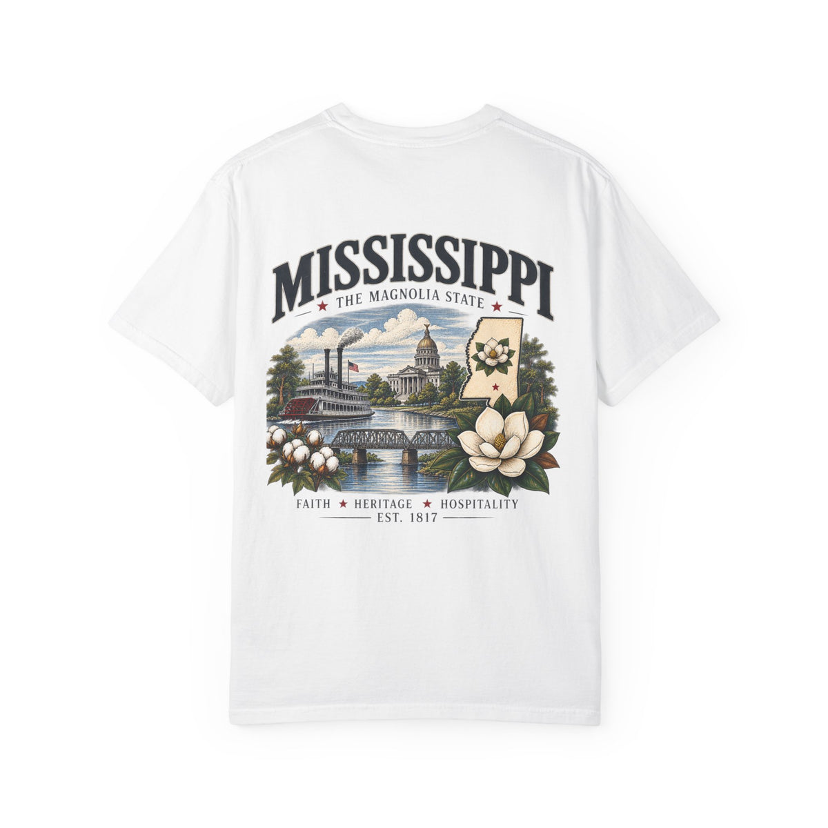 Mississippi Magnolia State T-Shirt — State Capitol & River Graphic