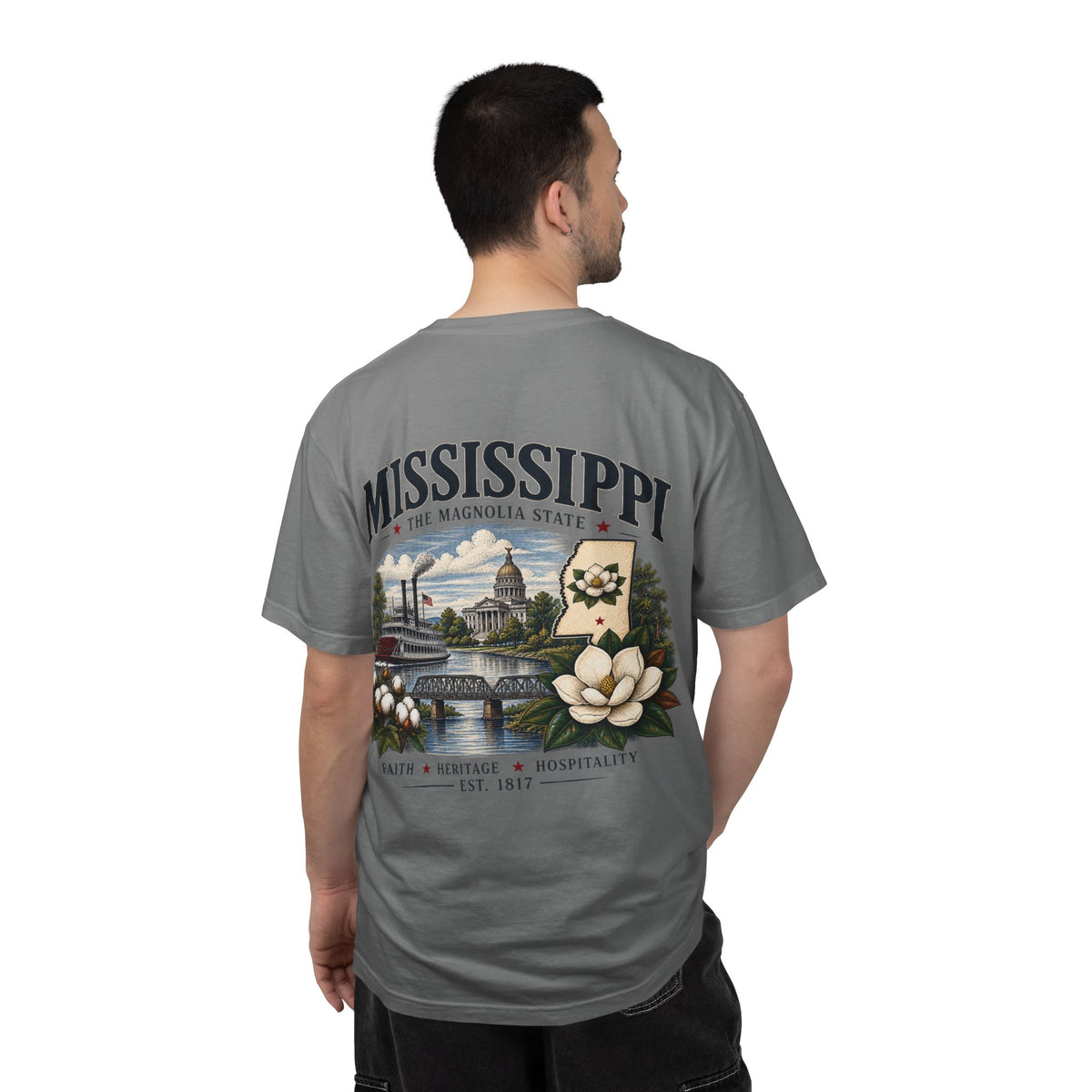 Mississippi Magnolia State T-Shirt — State Capitol & River Graphic