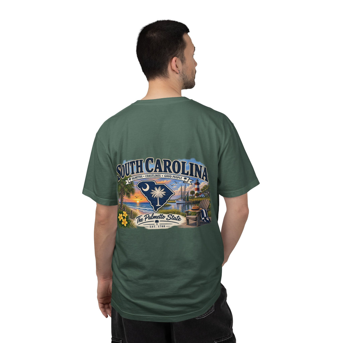 South Carolina Palmetto State T-Shirt — Scenic Beach Sunset Souvenir