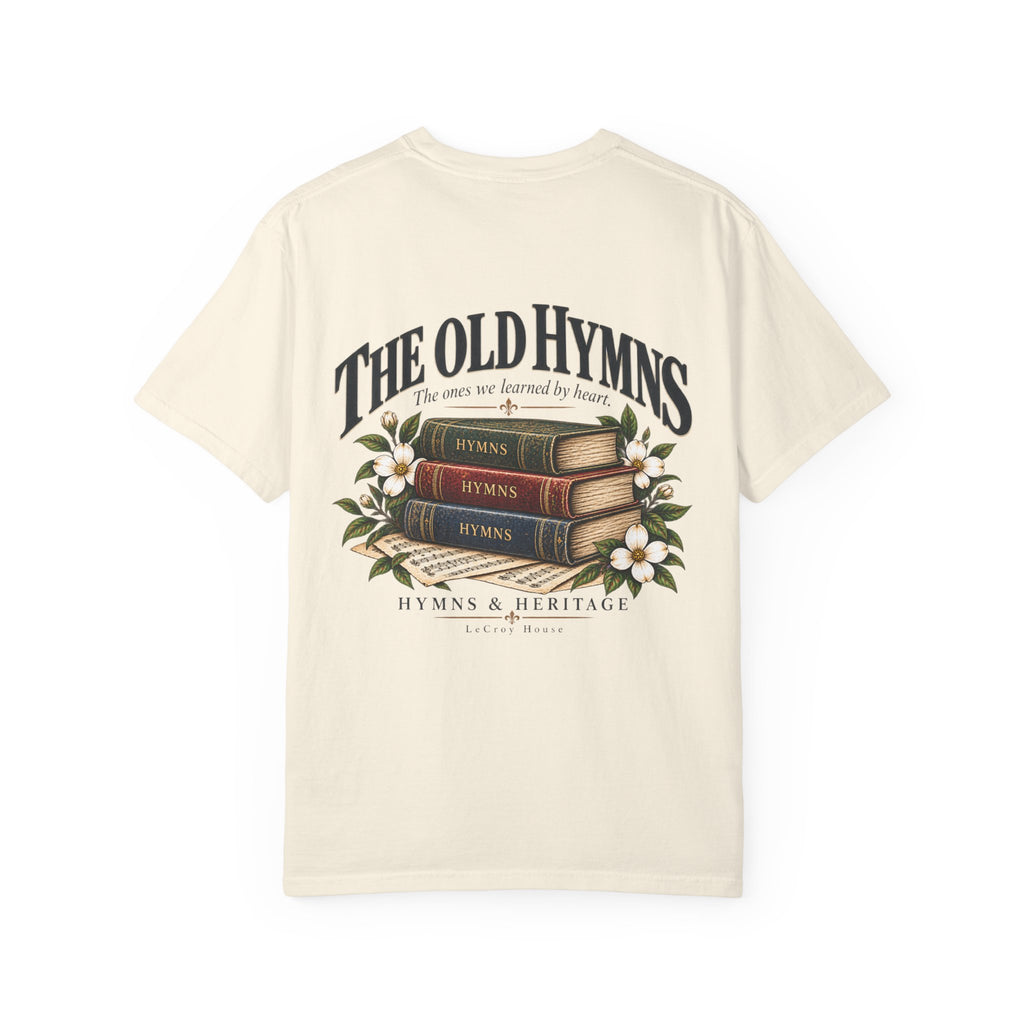 The Old Hymns T-Shirt — Vintage Hymnal Stack Christian Music Tee