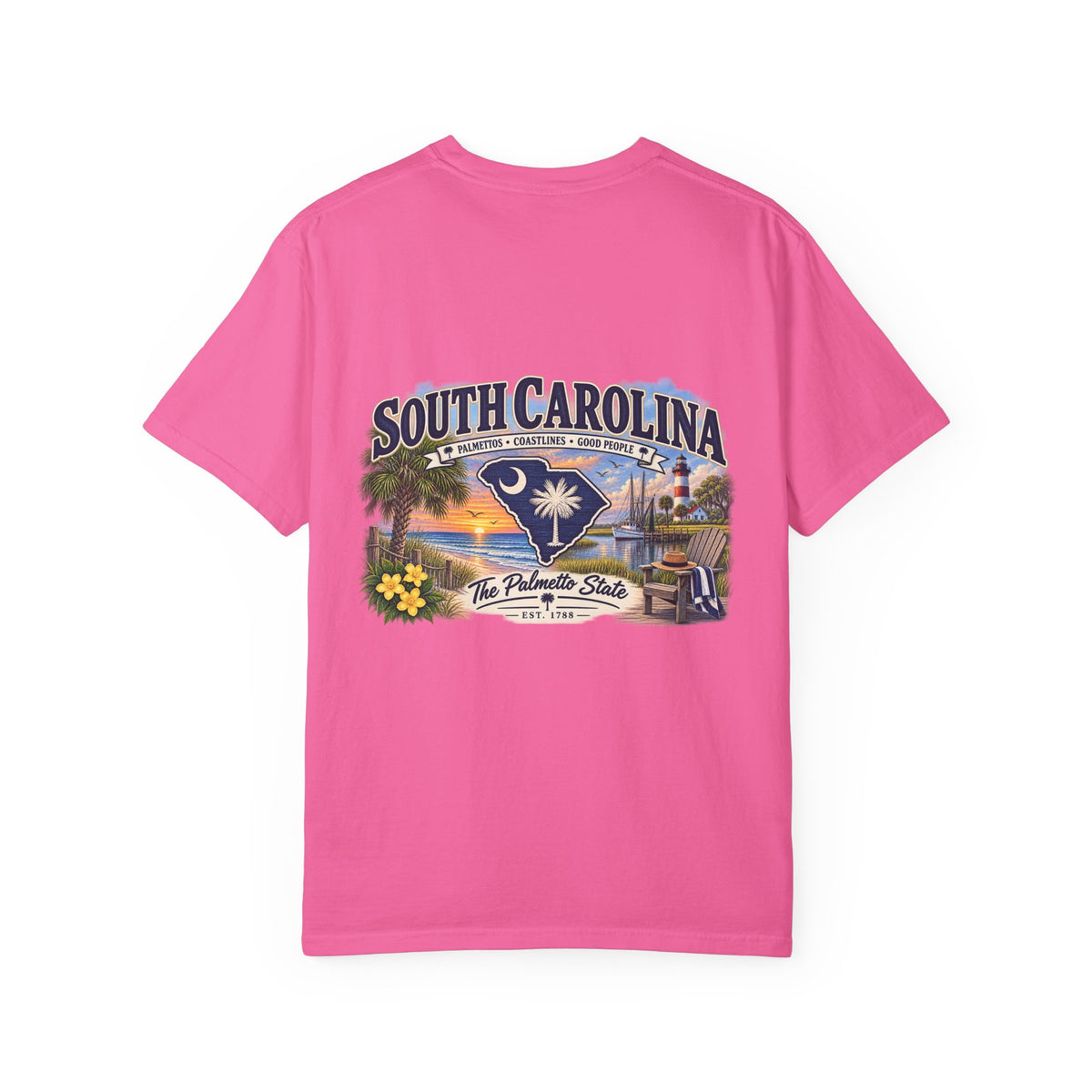 South Carolina Palmetto State T-Shirt — Scenic Beach Sunset Souvenir
