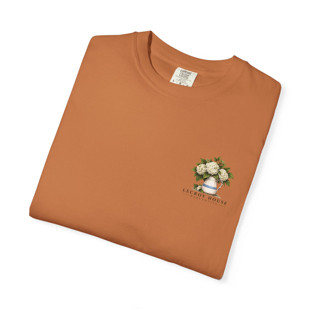 T-Shirt — "Stay For Supper" Scenic Dinner Porch Graphic