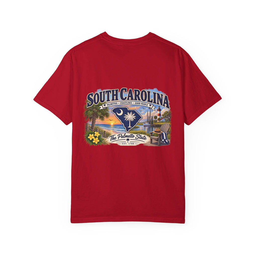 South Carolina Palmetto State T-Shirt — Scenic Beach Sunset Souvenir