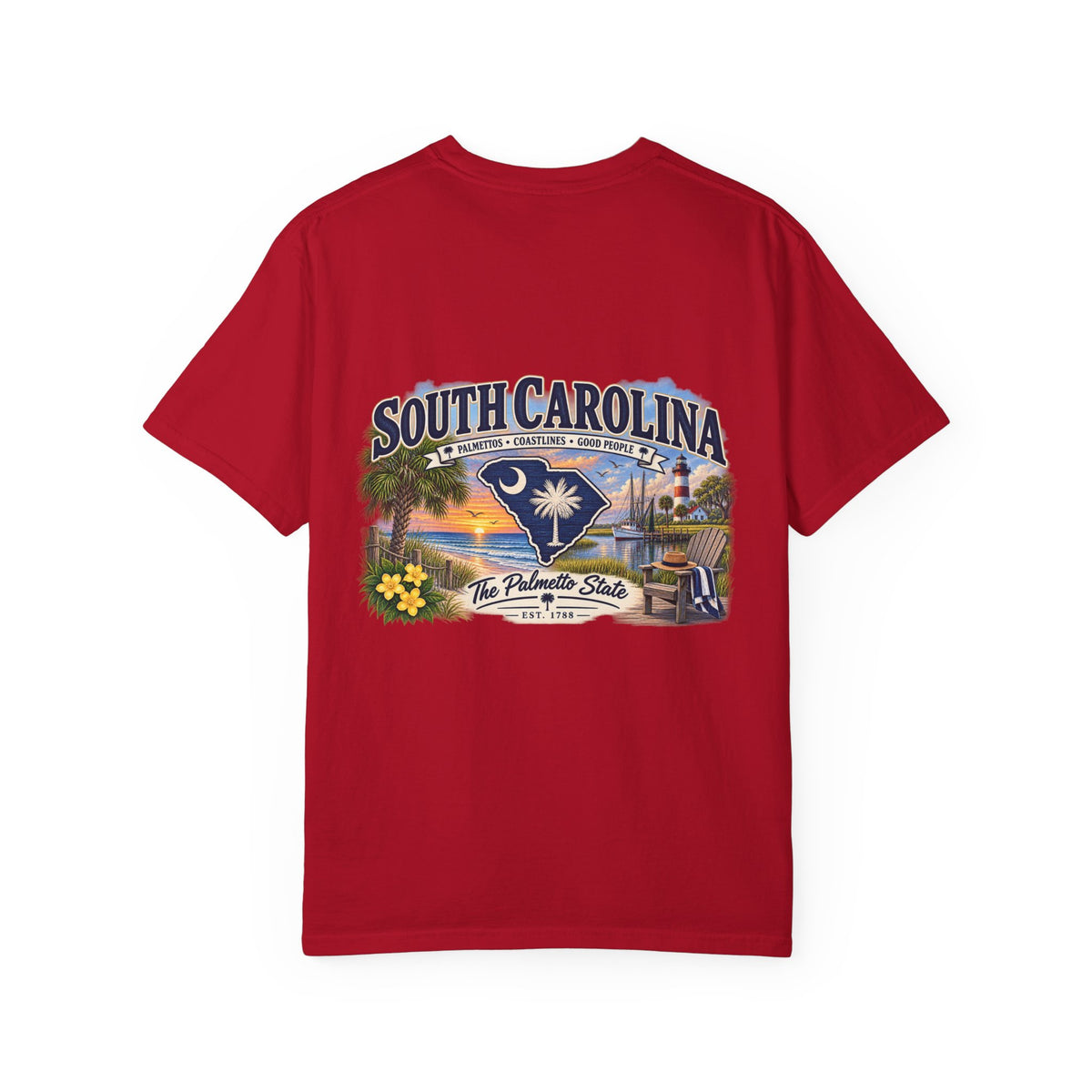 South Carolina Palmetto State T-Shirt — Scenic Beach Sunset Souvenir