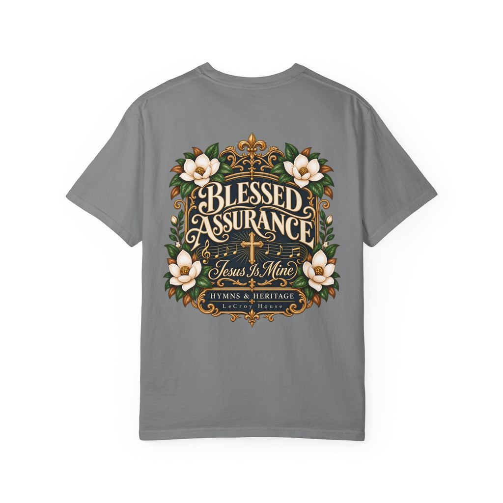 Blessed Assurance T-Shirt — "Jesus Is Mine" Floral Christian Tee