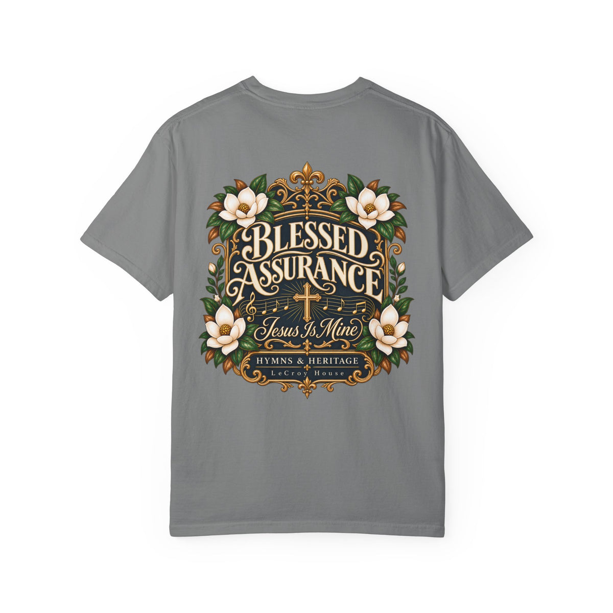 Blessed Assurance T-Shirt — "Jesus Is Mine" Floral Christian Tee