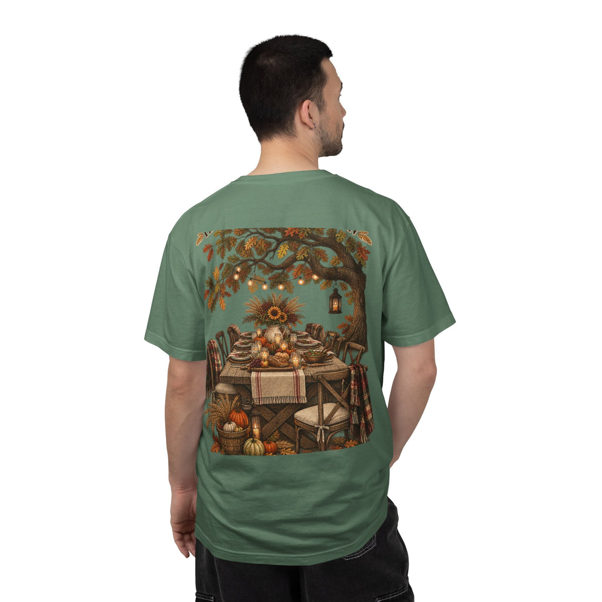 Autumn Harvest T-Shirt — Thanksgiving Rustic Table Fall Pumpkin Graphic