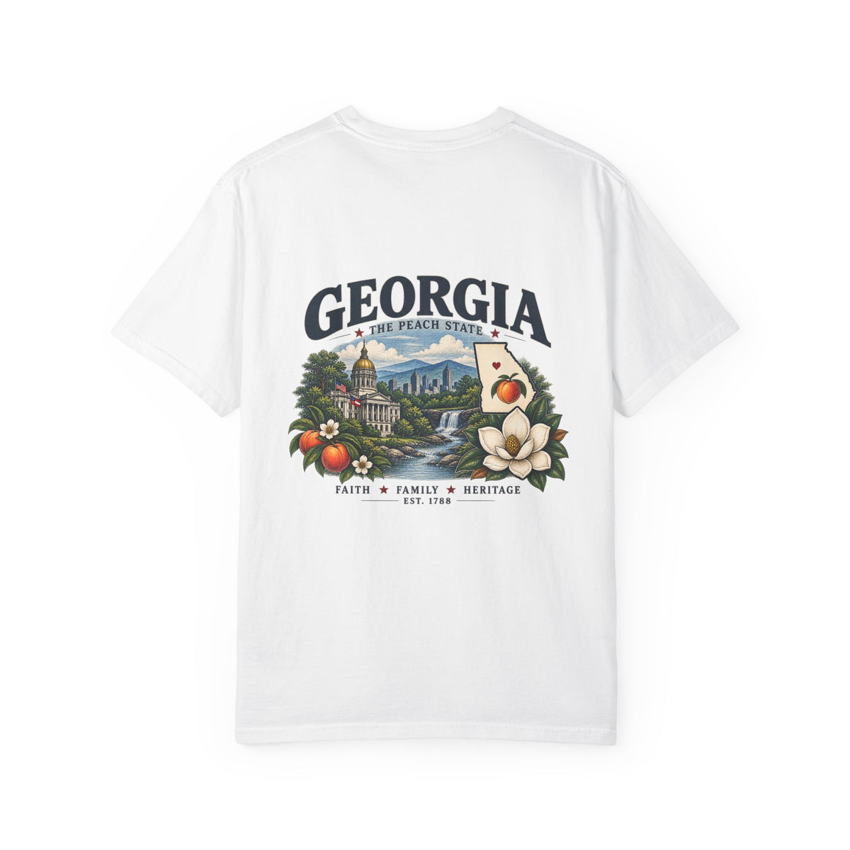 Georgia State T-Shirt — 'The Peach State' Scenic Back Print