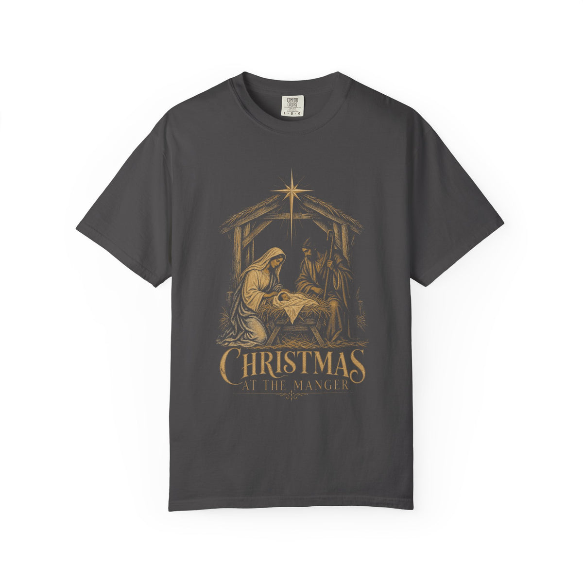 Nativity Christmas T-Shirt — "Christmas at the Manger" Religious Holiday Tee