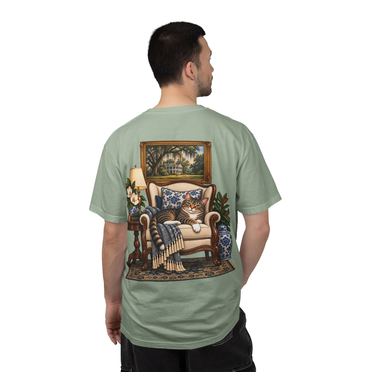 T-Shirt — Cozy Cat Lounge Graphic ("House Cat")