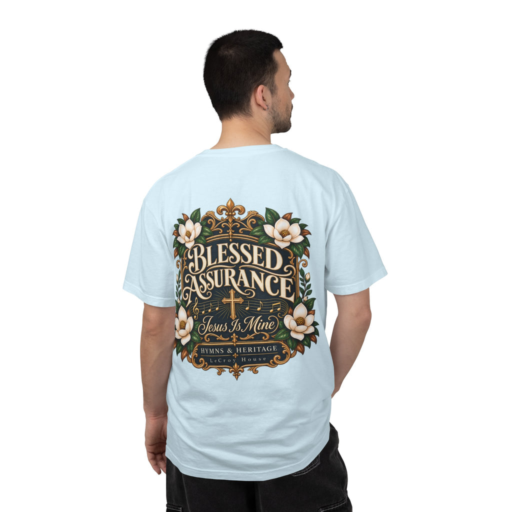 Blessed Assurance T-Shirt — "Jesus Is Mine" Floral Christian Tee