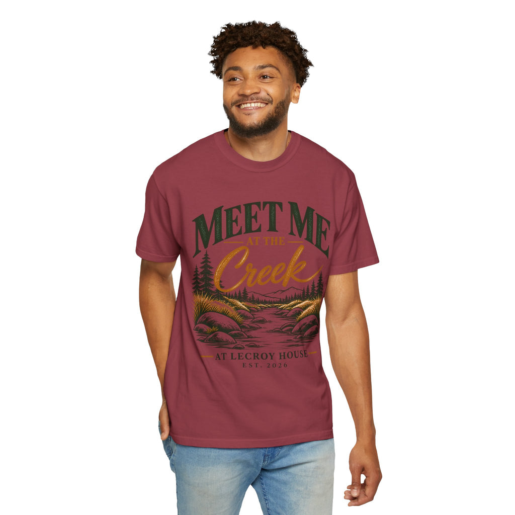 Meet Me at the Creek T-Shirt — Vintage Nature Graphic Tee for Outdoors Lovers