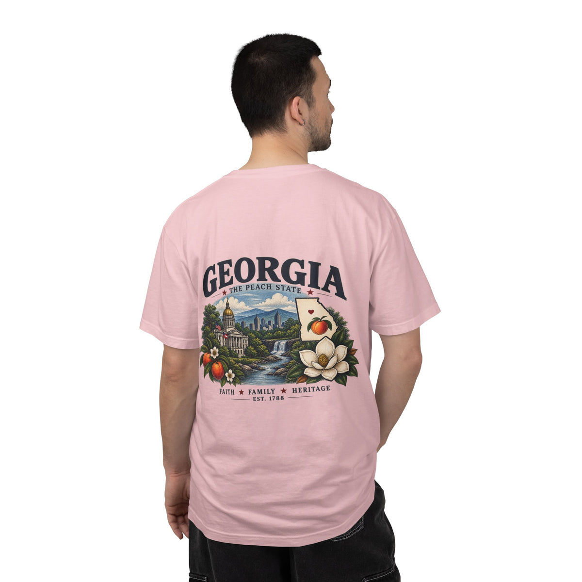 Georgia State T-Shirt — 'The Peach State' Scenic Back Print