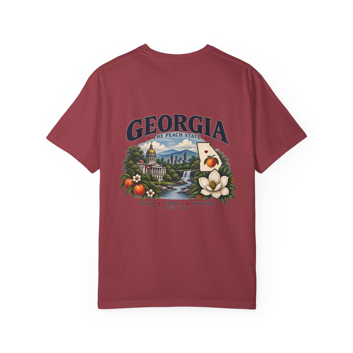 Georgia State T-Shirt — 'The Peach State' Scenic Back Print