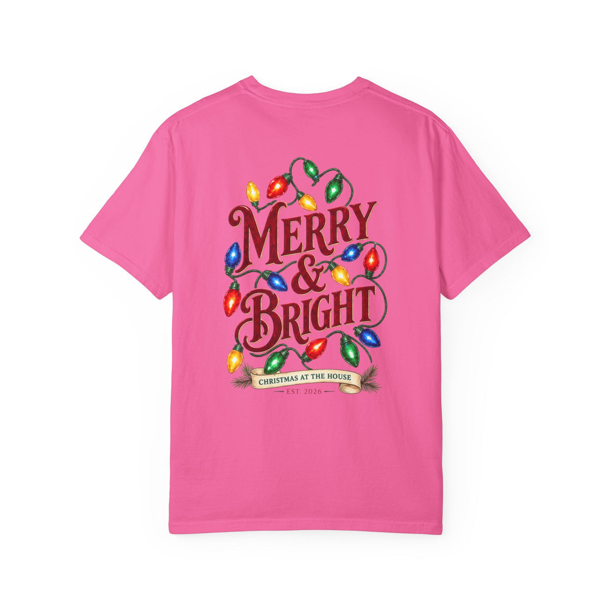 Merry & Bright Holiday T-Shirt — Christmas Lights Graphic Tee