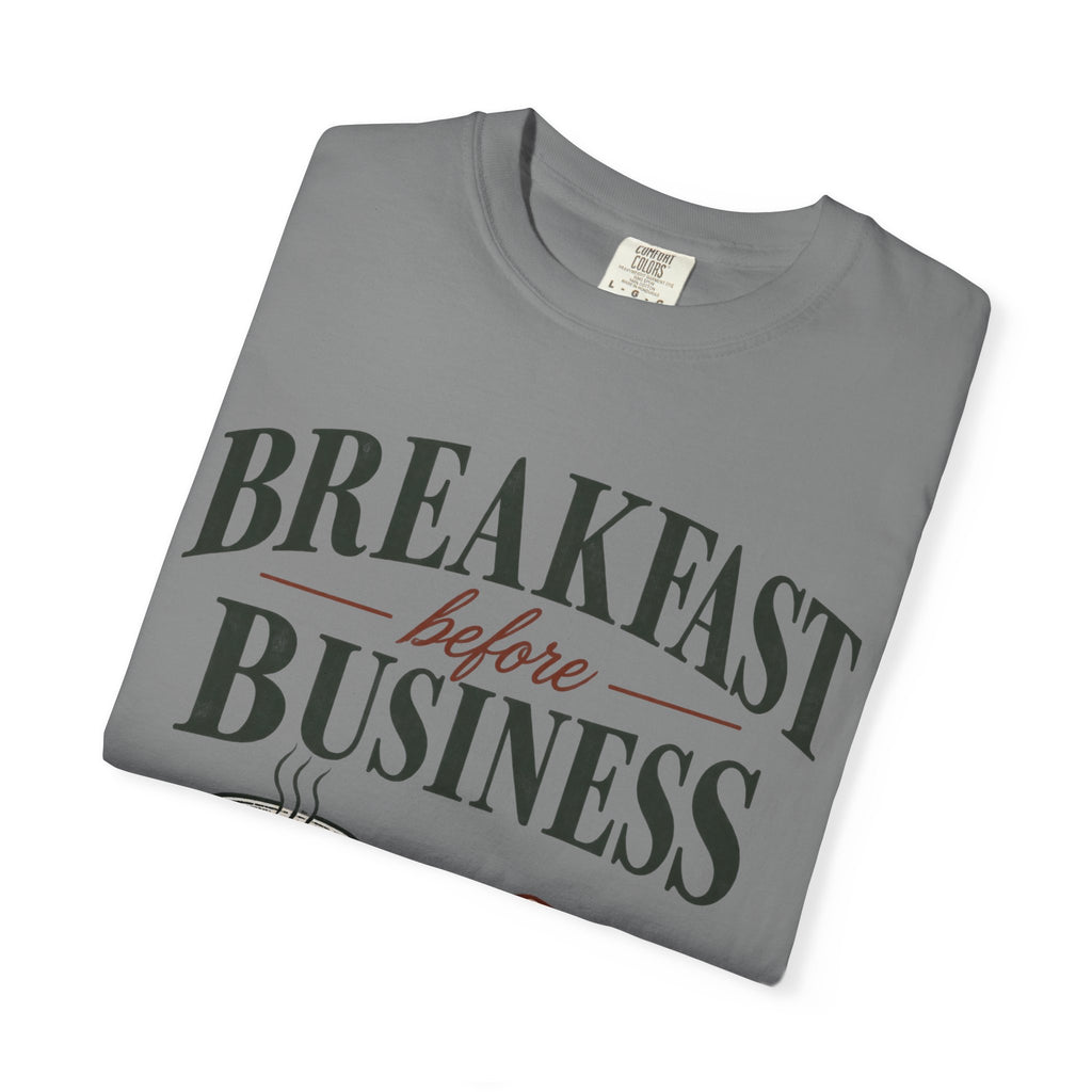 Breakfast Before Business T-Shirt — Coffee & Pancake Morning Graphic Tee