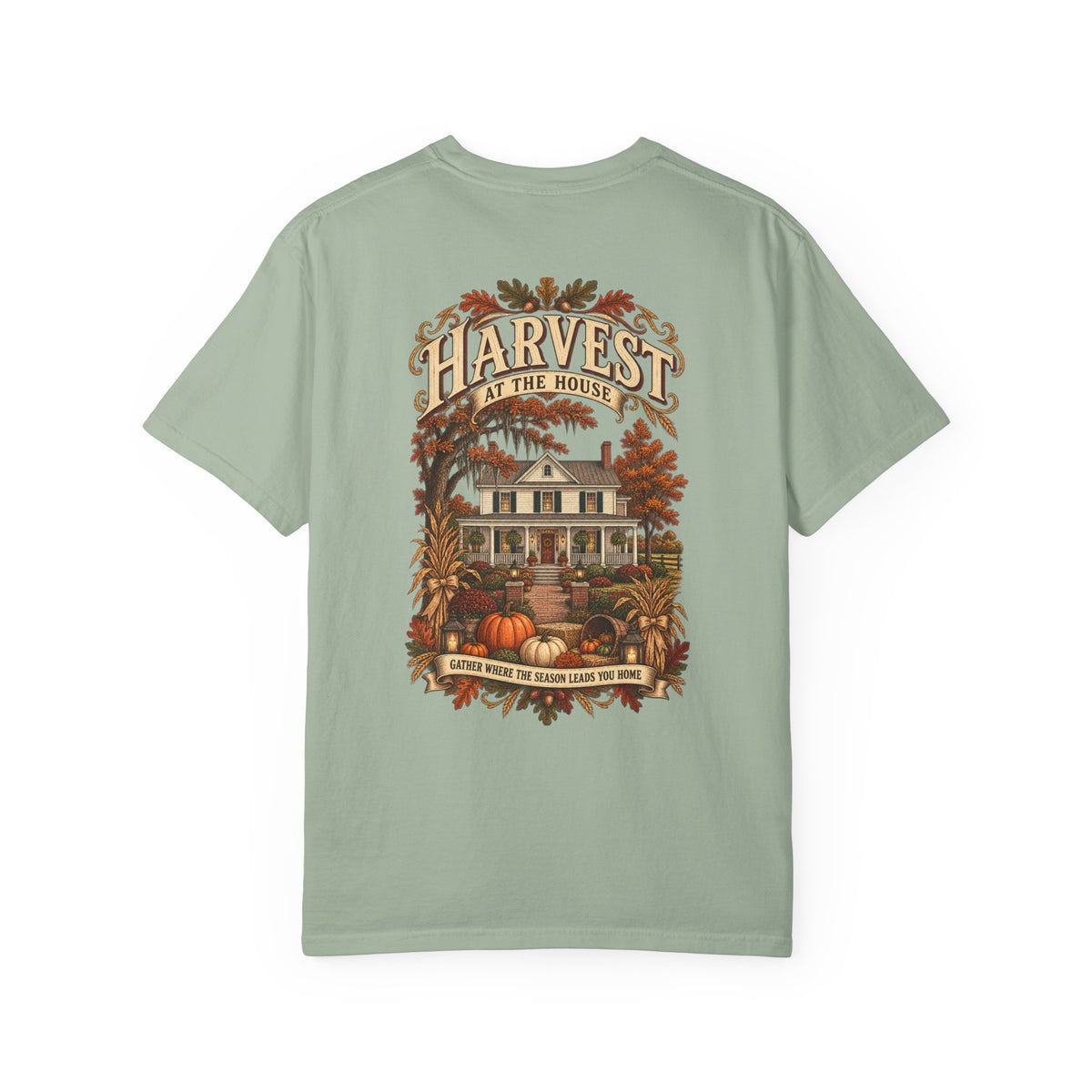 Harvest at the House Graphic T-Shirt — Fall Pumpkin Farmhouse Tee