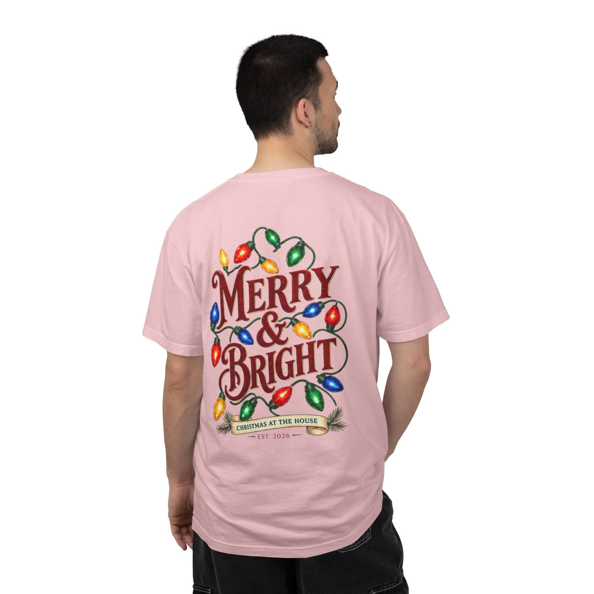 Merry & Bright Holiday T-Shirt — Christmas Lights Graphic Tee
