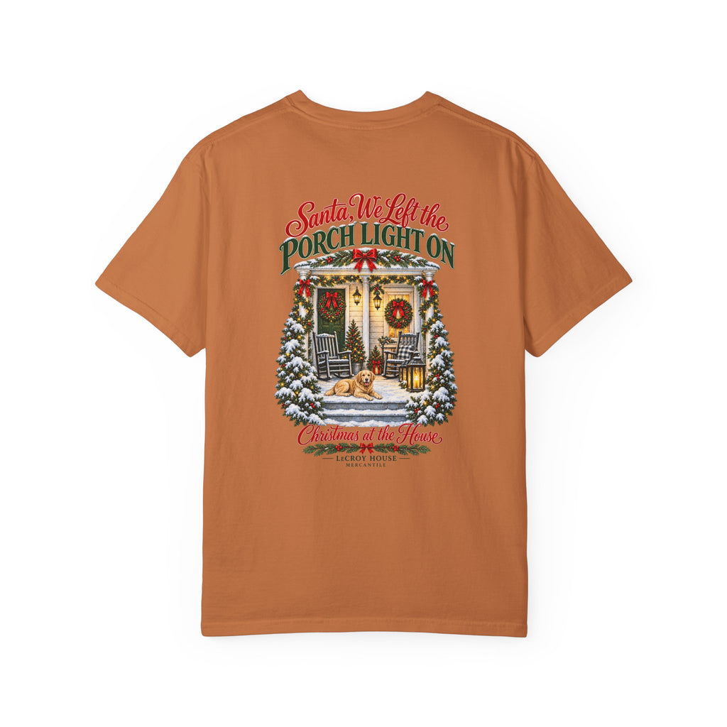 Christmas Porch Lantern T-Shirt — "Santa, We Left the Porch Light On" Holiday Tee