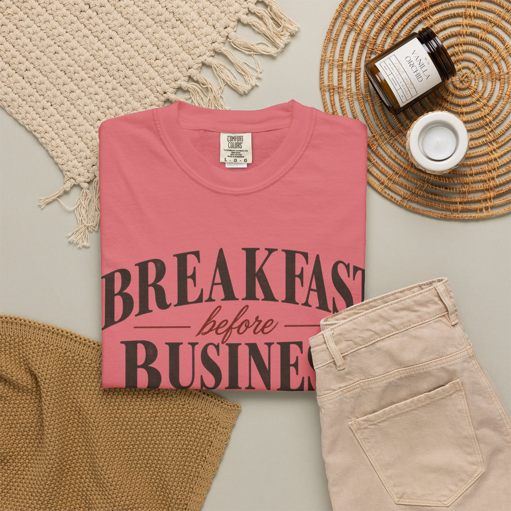 Breakfast Before Business T-Shirt — Coffee & Pancake Morning Graphic Tee