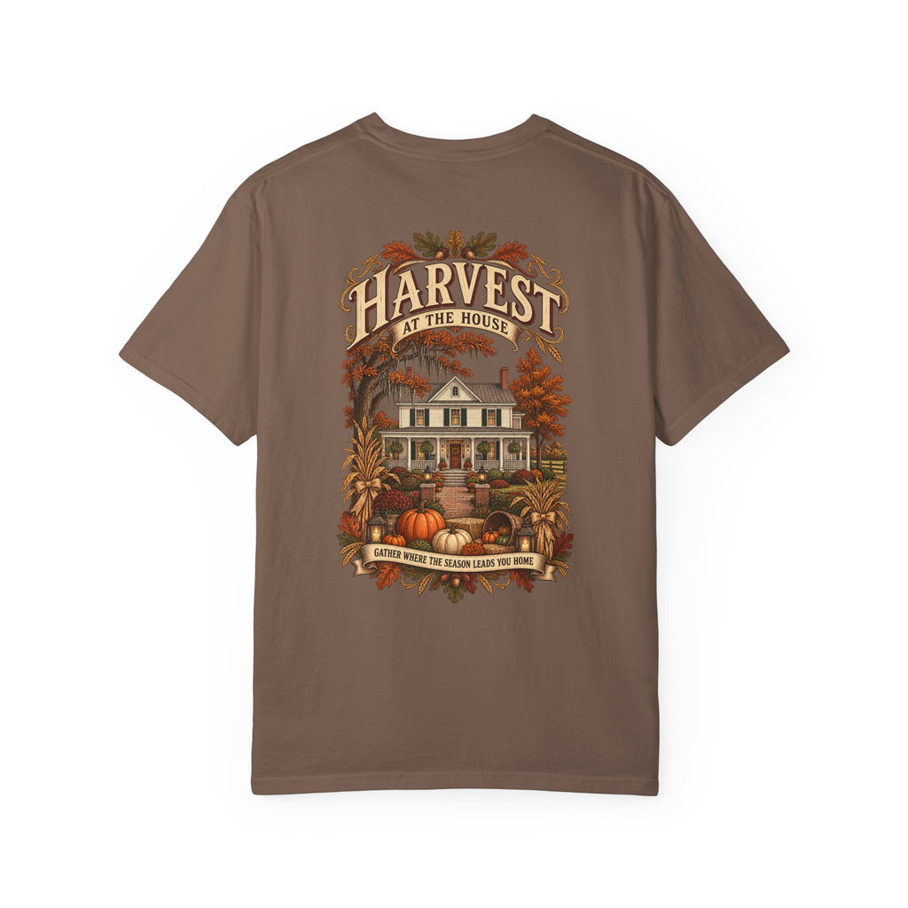 Harvest at the House Graphic T-Shirt — Fall Pumpkin Farmhouse Tee