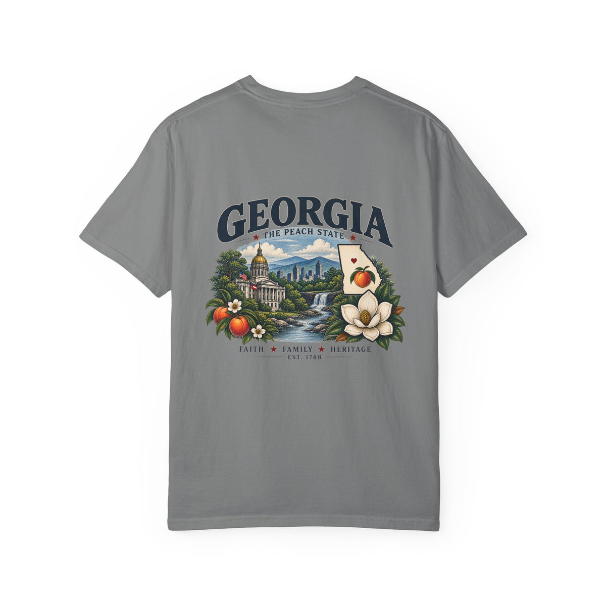 Georgia State T-Shirt — 'The Peach State' Scenic Back Print
