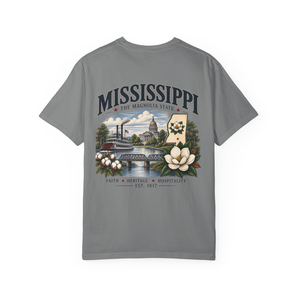Mississippi Magnolia State T-Shirt — State Capitol & River Graphic