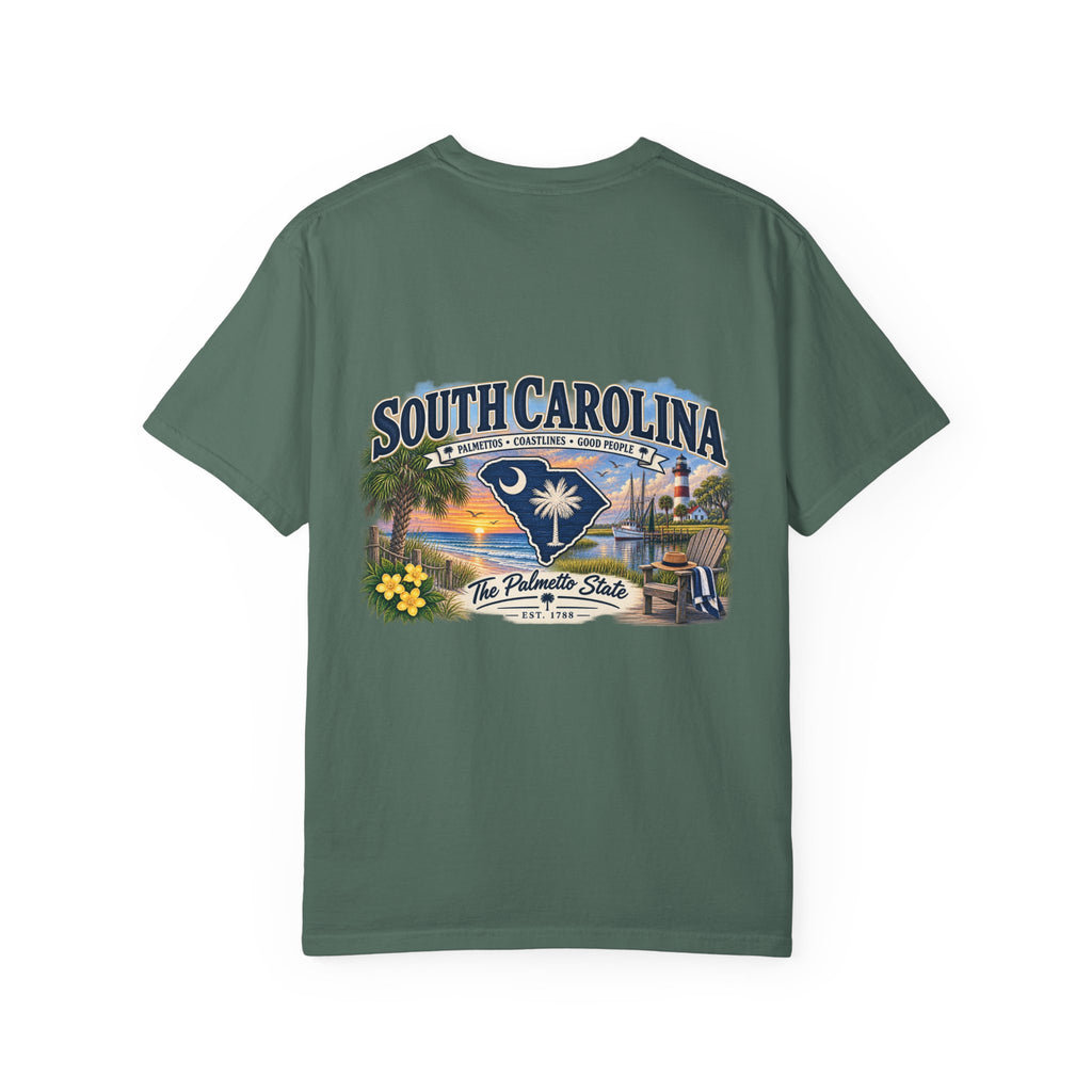 South Carolina Palmetto State T-Shirt — Scenic Beach Sunset Souvenir