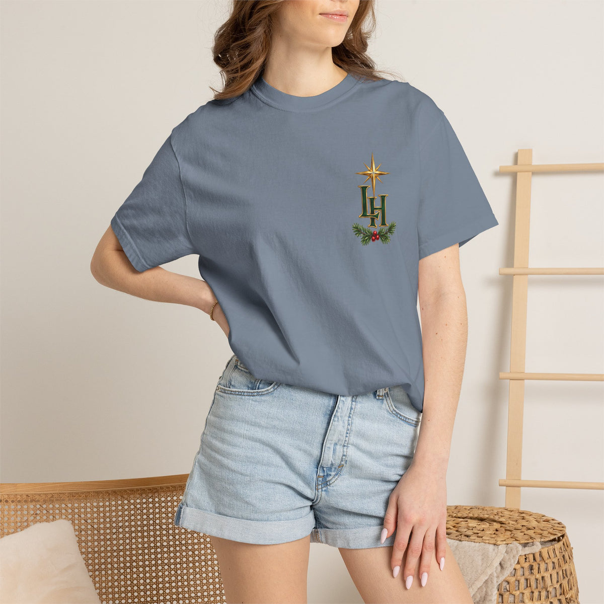 Christmas T-Shirt — "All Is Calm, All Is Bright" Church Scene Holiday Tee