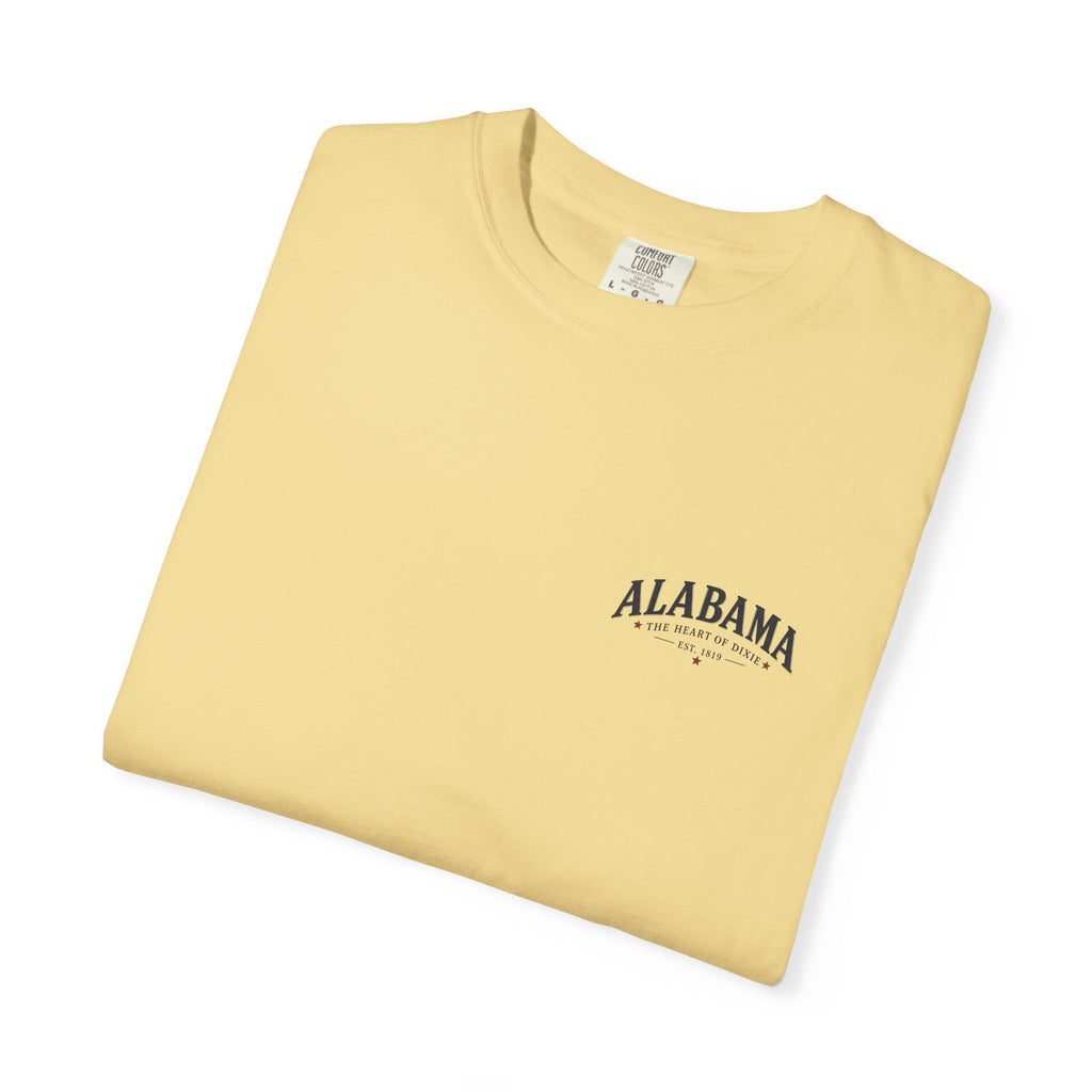 Alabama Heritage T-Shirt — State Scenic Back Print with Magnolia & Capitol