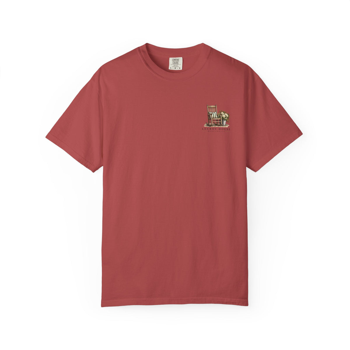 Come On In Porch T-Shirt — "Come On In, We'll Find You a Chair" Relaxed Front-Pocket Tee