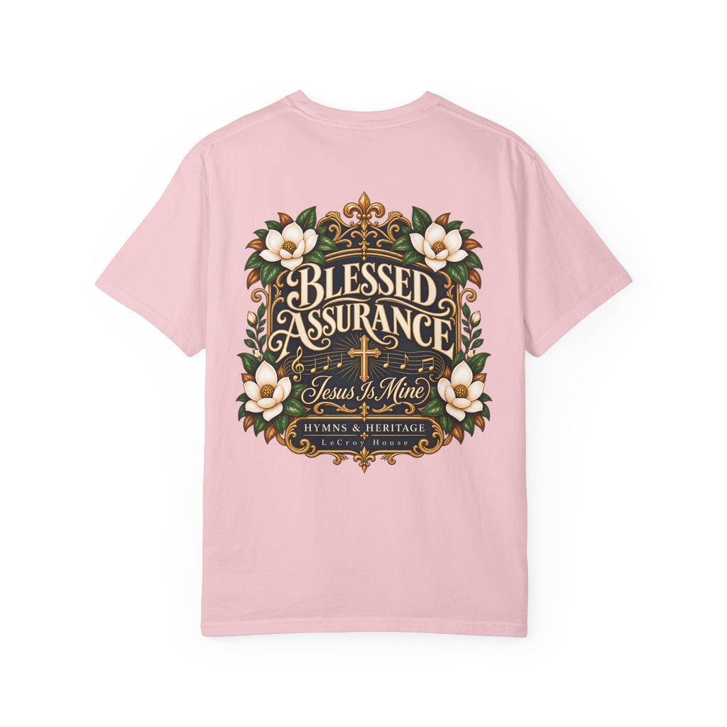 Blessed Assurance T-Shirt — "Jesus Is Mine" Floral Christian Tee