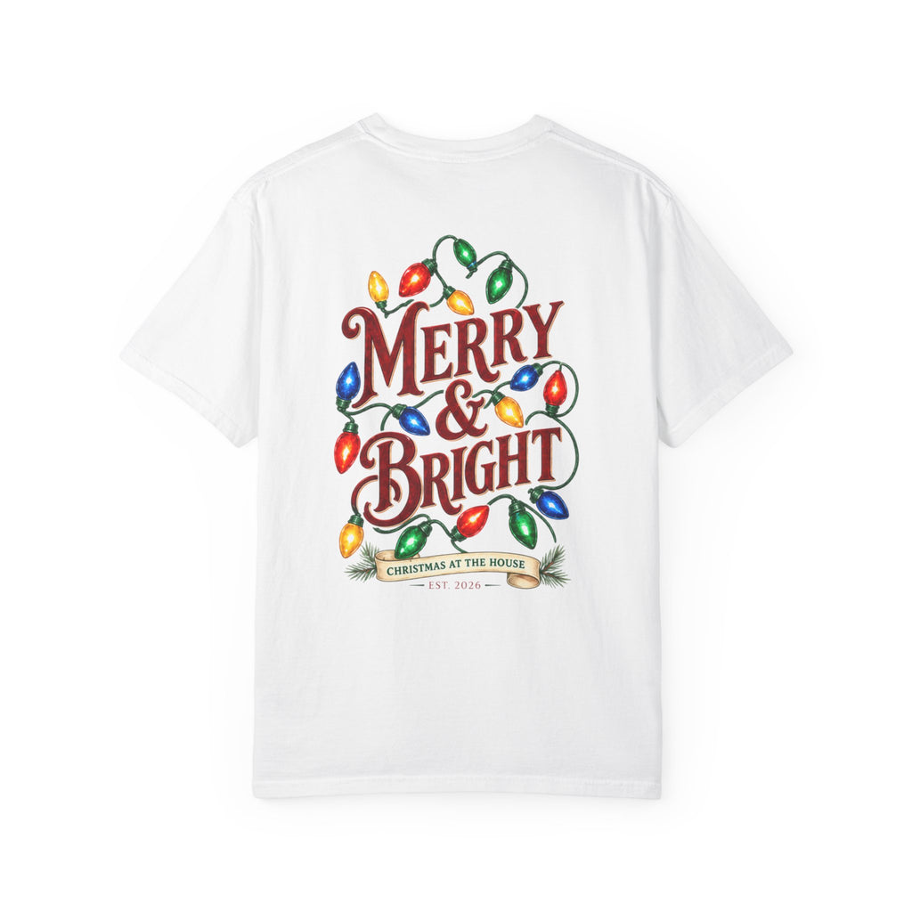 Merry & Bright Holiday T-Shirt — Christmas Lights Graphic Tee