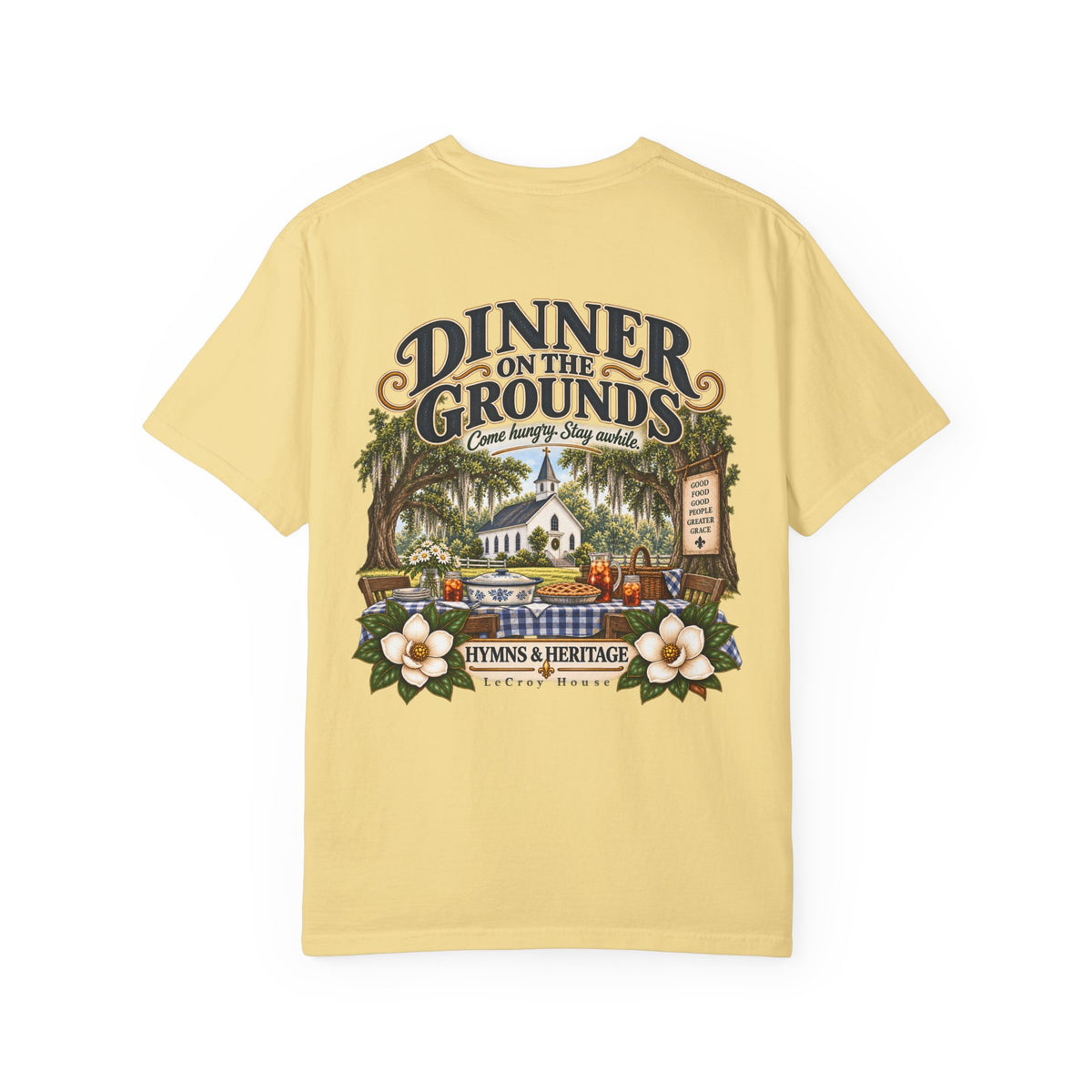 Dinner on the Grounds T-Shirt — Hymns & Heritage Southern Church Festival Tee